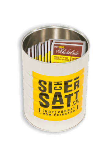 SicherSatt-Dose_Schokolade_10x 10 x 100g Chocolate Packed in Tin