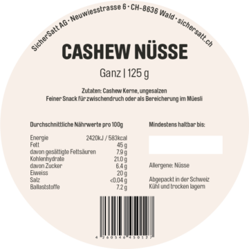 Cashew Nuts, 125g