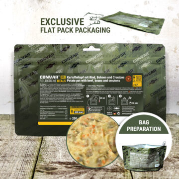 Kartoffeltopf mit Rind, Bohnen und Croutons (1 Portion) (200g) CONVAR™ Feldküche