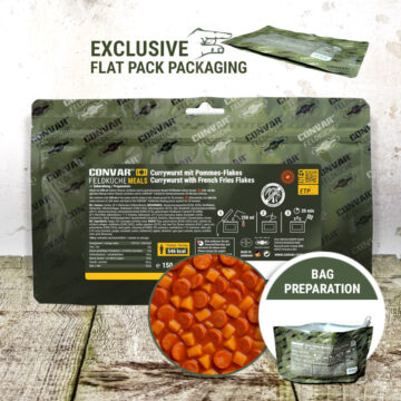 convar-feldkueche-curry-wurst-mit-pommes-flakes-150g Curry Wurst mit Pommes Flakes (150g) CONVAR™ Feldküche